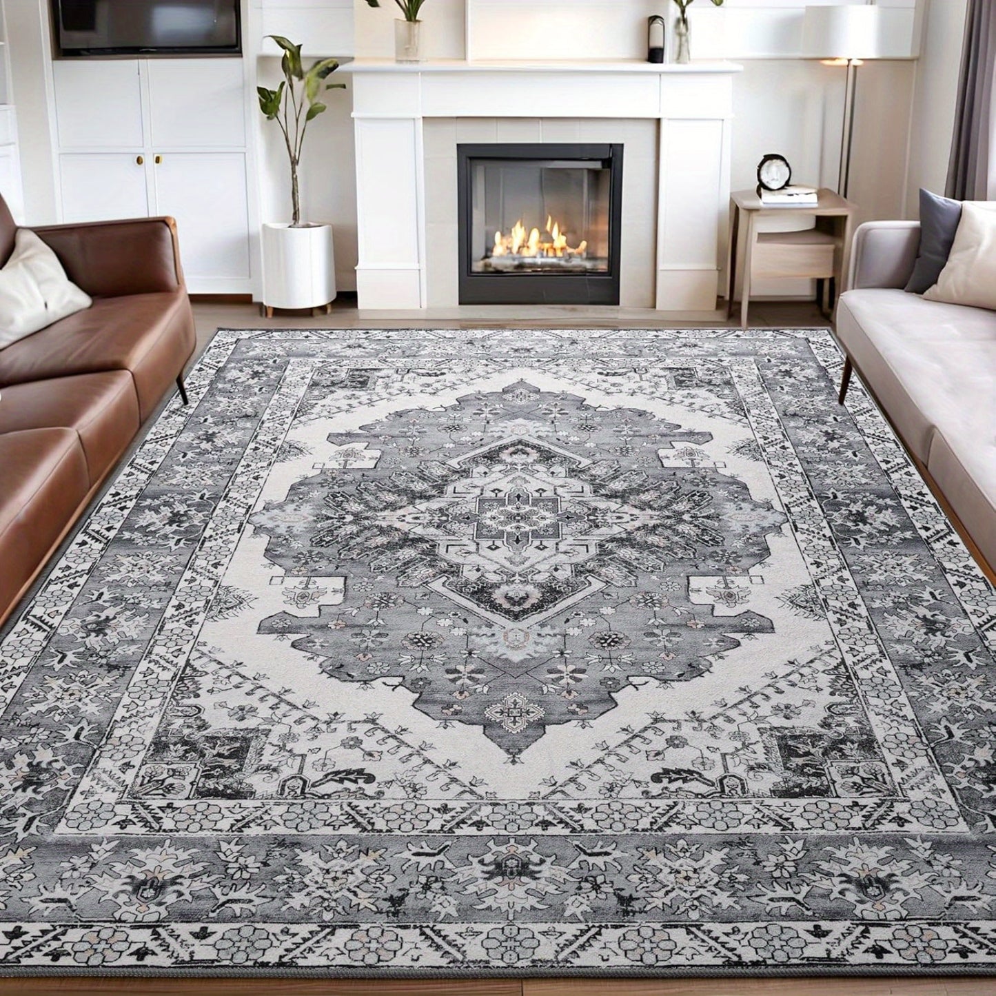 Floral Printed Carpet, Bohemian Style Carpet, Washable Carpet Anti-Slip Indoor Entrance Carpet, Bohemian Tribal Kitchen Carpet, Vintage Traditional Carpet, Suitable for Living Room, Bedroom, Office And Porch Front Door Entrance, Home Decoration