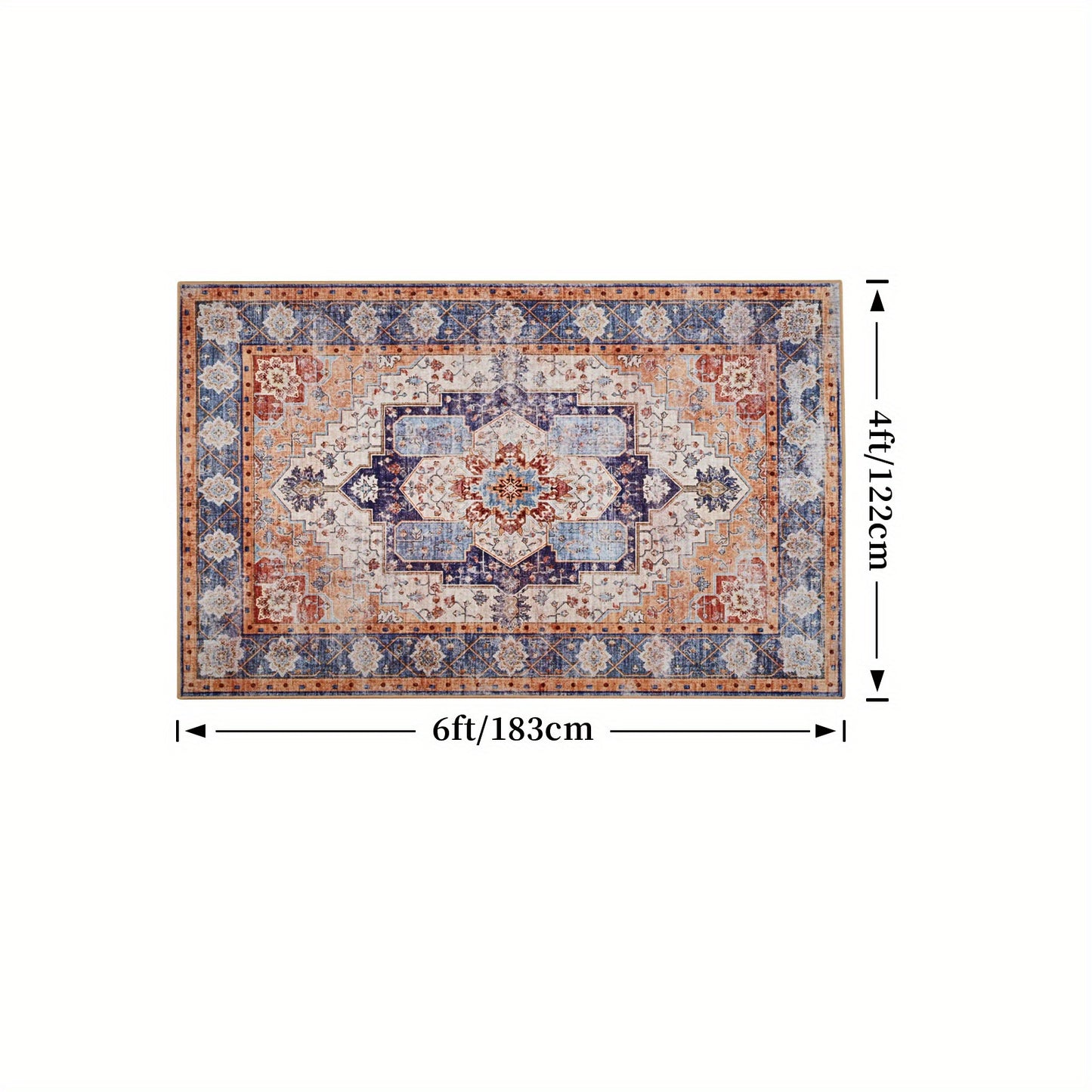 Bohemian Tribal Faux Furry Print Mat - Machine Washable Anti-Slip Indoor Mat, Traditional Design with Vibrant Colors, Durable TPR & Polyester Blend for Living Room, Bedroom, Office, Porch Entryway Home Decor, Bedroom Enhancement