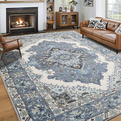 Floral Printed Carpet, Bohemian Style Carpet, Washable Carpet Anti-Slip Indoor Entrance Carpet, Bohemian Tribal Kitchen Carpet, Vintage Traditional Carpet, Suitable for Living Room, Bedroom, Office And Porch Front Door Entrance, Home Decoration