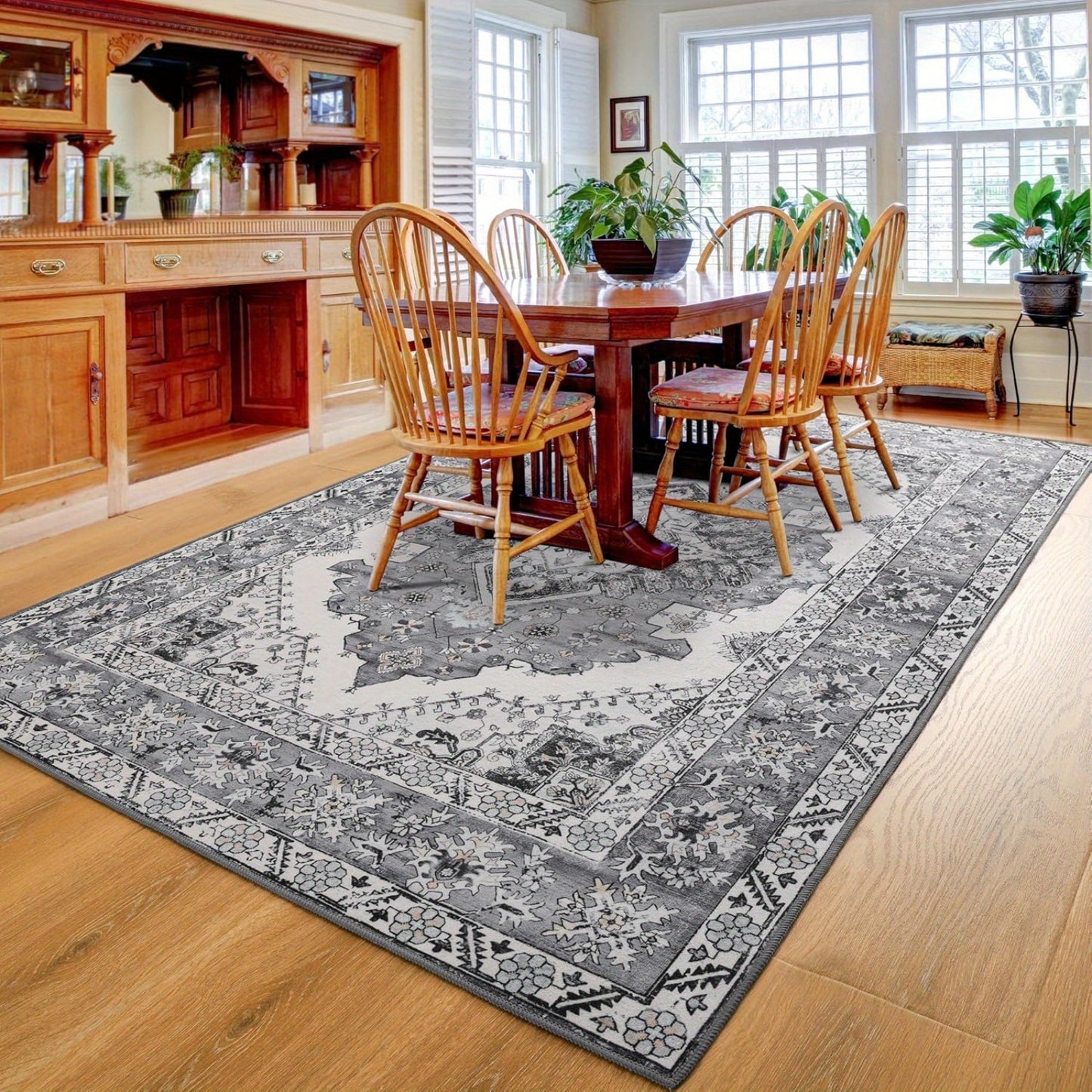 Floral Printed Carpet, Bohemian Style Carpet, Washable Carpet Anti-Slip Indoor Entrance Carpet, Bohemian Tribal Kitchen Carpet, Vintage Traditional Carpet, Suitable for Living Room, Bedroom, Office And Porch Front Door Entrance, Home Decoration